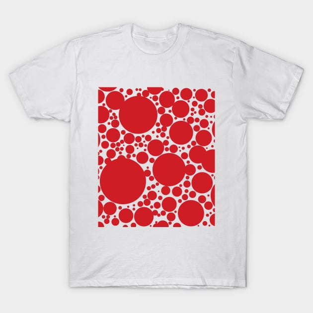 Red Polka Dots Pattern T-Shirt by TintedRed